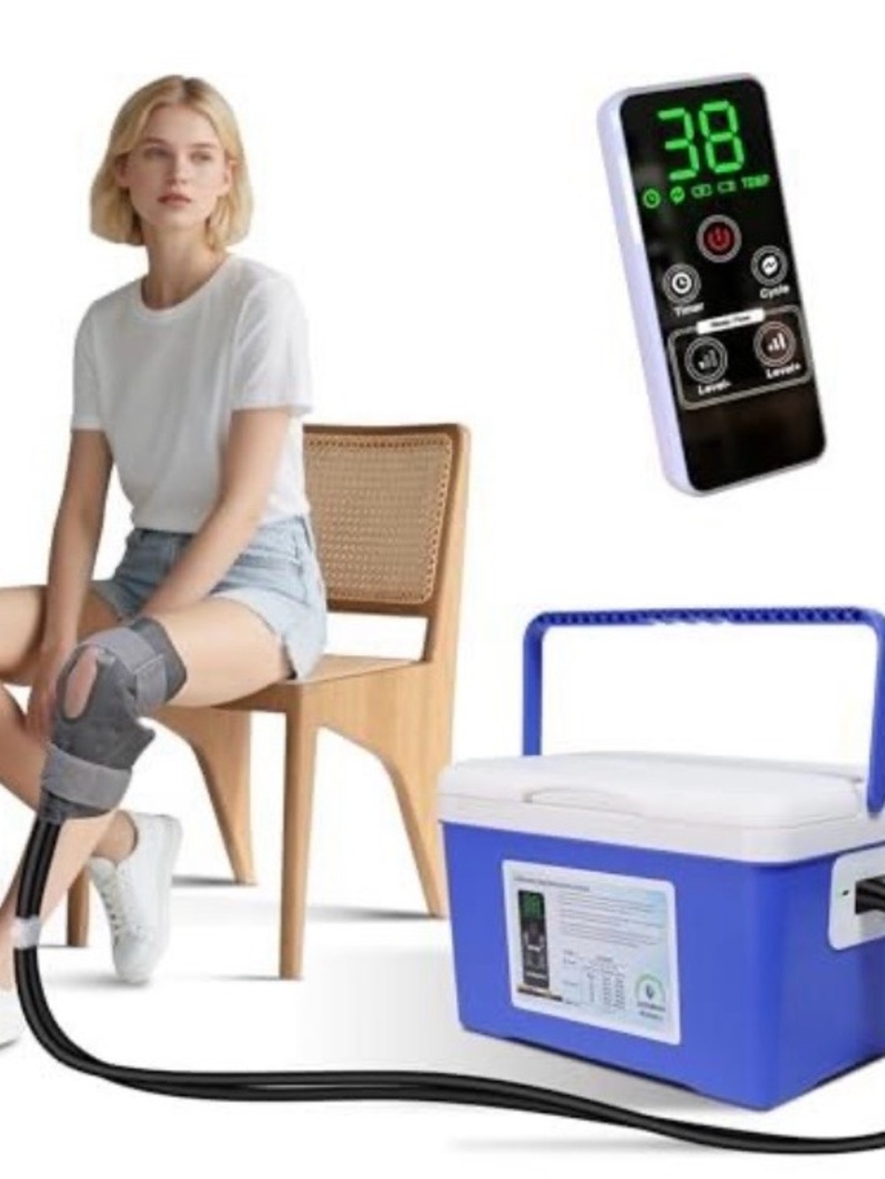 Cold Therapy Recovery System Knee - Blue Portable Cryo Cooler with Remote